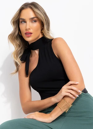 Bimini - Blusa Preto em Malha de Viscose - BIMINI