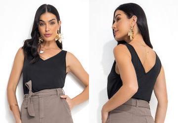 Blusa Preto em Malha Flam