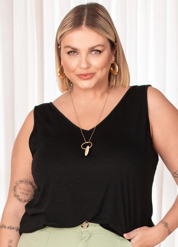 Quintess - Blusa Preto em Malha Flamê 14