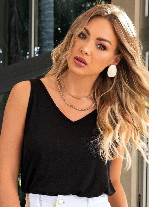 Quintess - Blusa Preto em Malha Flamê 5