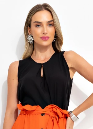 Bimini - Blusa Preto em Viscose Plana - BIMINI