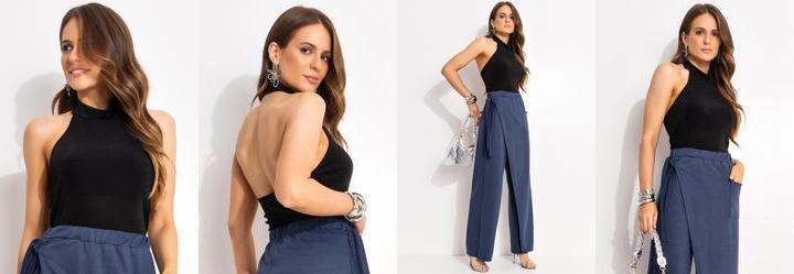 Blusa Preto em Malha Slink