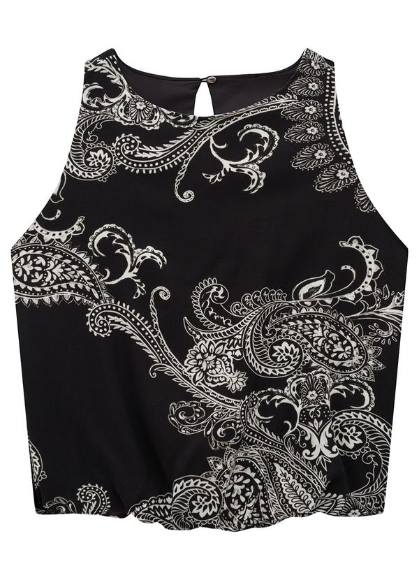 Enfim - Blusa Preto Paisley Balonê
