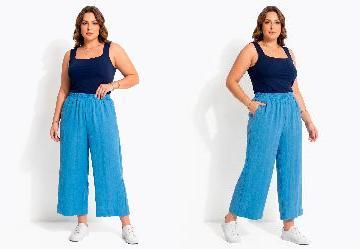 Blusa Regata Azul Marinho Decote Quadrado em Microflex Ajustada