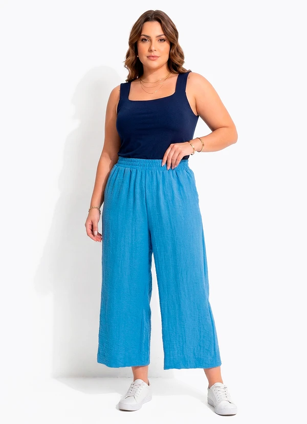 Quintess - Blusa Regata Azul Marinho Decote Quadrado em Microflex Ajustada 7