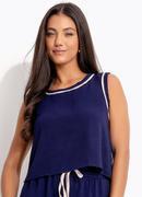 Blusa Regata Azul Marinho em Polister
