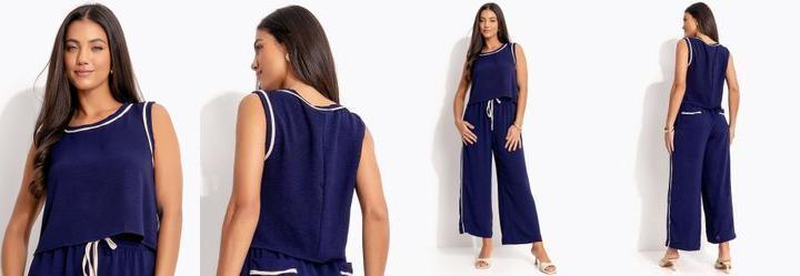 Blusa Regata Azul Marinho em Polister