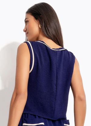 Quintess - Blusa Regata Azul Marinho  em Poliéster - QUINTESS