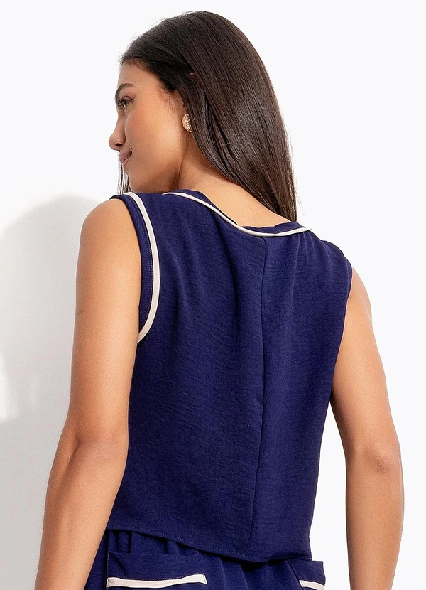 Quintess - Blusa Regata Azul Marinho  em Poliéster 6