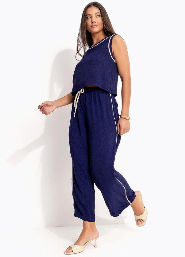 Quintess - Blusa Regata Azul Marinho  em Poliéster 2