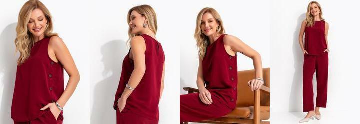 Blusa Regata Burgundy em Tecido Crepe