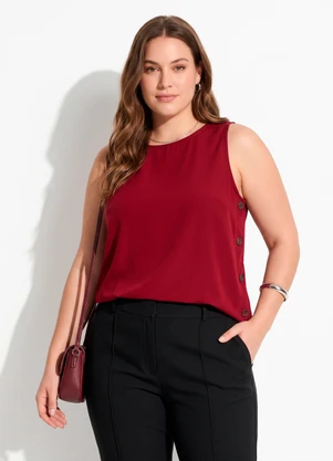 Quintess - Blusa Regata Burgundy em Tecido Crepe - QUINTESS