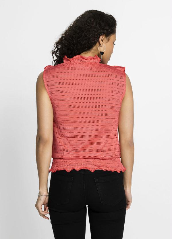 Outlet - Blusa Regata com Babados Coral 2
