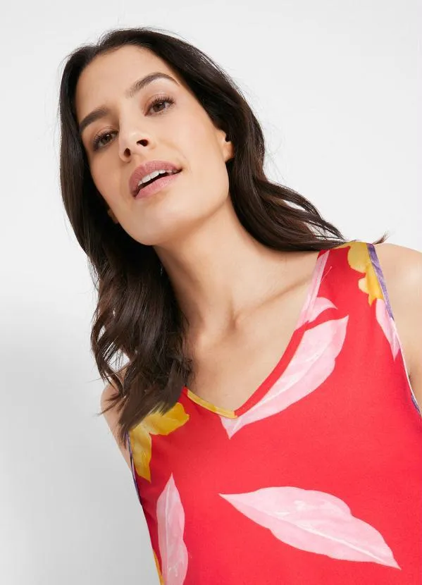 bonprix - Blusa Regata Decote V Floral Vermelho 3