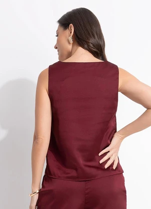 Quintess - Blusa Bordô em Acetinado - QUINTESS
