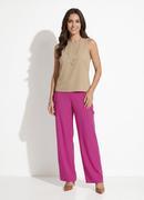 Blusa Regata em Linho e Viscose com Decote Gota nas Costas