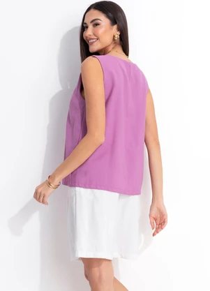 Quintess - Blusa Regata Lilás em Tecido de Alfaiataria - QUINTESS