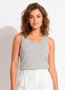 Blusa Regata Listrada em Malha Canelada