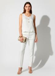 Blusa Regata Off White em Viscose com Poli�ster