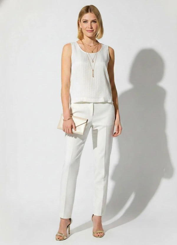 Quintess - Blusa Regata Off White em Viscose com Poliéster 3