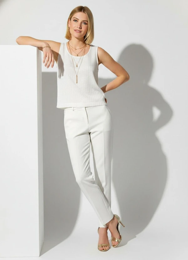 Quintess - Blusa Regata Off White em Viscose com Poliéster 4