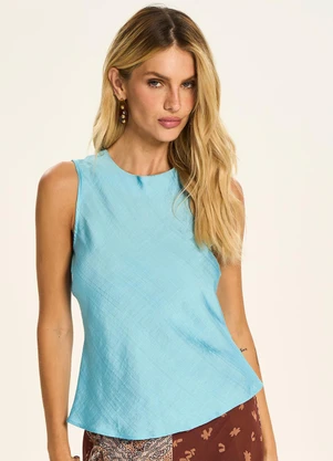 Doce Trama - Blusa Regata Texturizada Azul - DOCE TRAMA