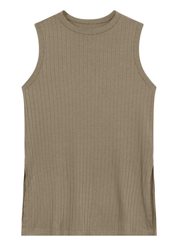 Malwee - Blusa Reta Canelada Marrom