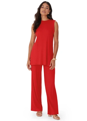 Malwee - Blusa Reta Canelada Vermelho - MALWEE
