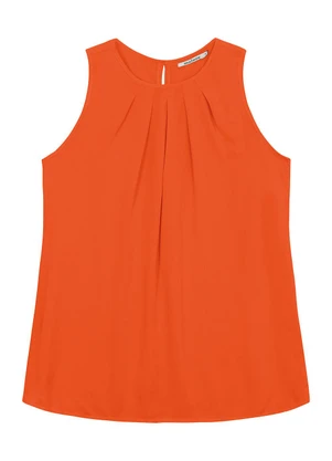 Malwee - Blusa Reta com Pregas em Viscose Laranja - MALWEE