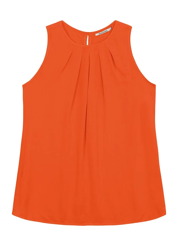 Malwee - Blusa Reta com Pregas em Viscose Laranja