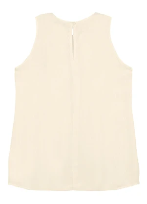 Malwee - Blusa Reta com Pregas em Viscose Off White - MALWEE