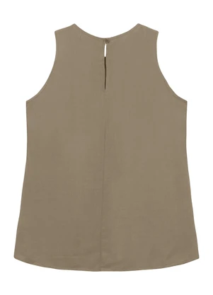 Malwee - Blusa Reta com Pregas em Viscose Taupe - MALWEE