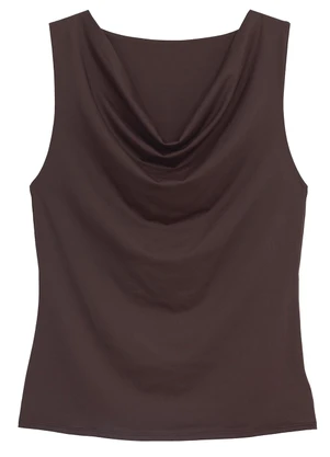 Enfim - Blusa Reta Degagê em Malha Café - ENFIM