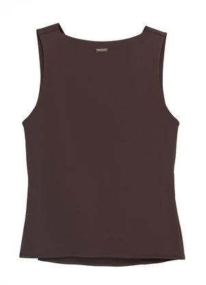 Enfim - Blusa Reta Degagê em Malha Café - ENFIM