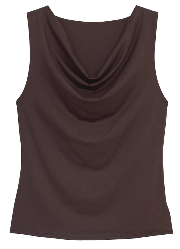 Enfim - Blusa Reta Degagê em Malha Café