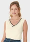Malwee - Blusa Reta em Moletinho Off White - variação: Off White