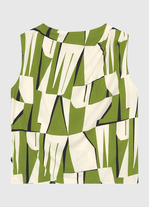 Enfim - Blusa Reta em Viscose Geométrica Verde 3