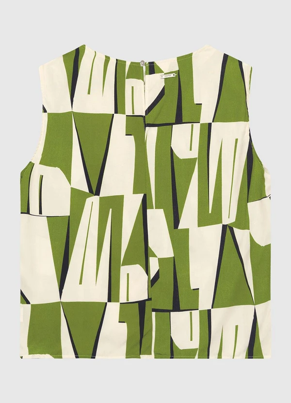 Enfim - Blusa Reta em Viscose Geométrica Verde 4
