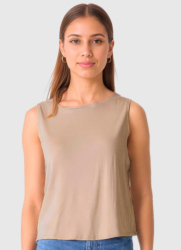 Malwee - Blusa Reta em Viscose Marrom Claro