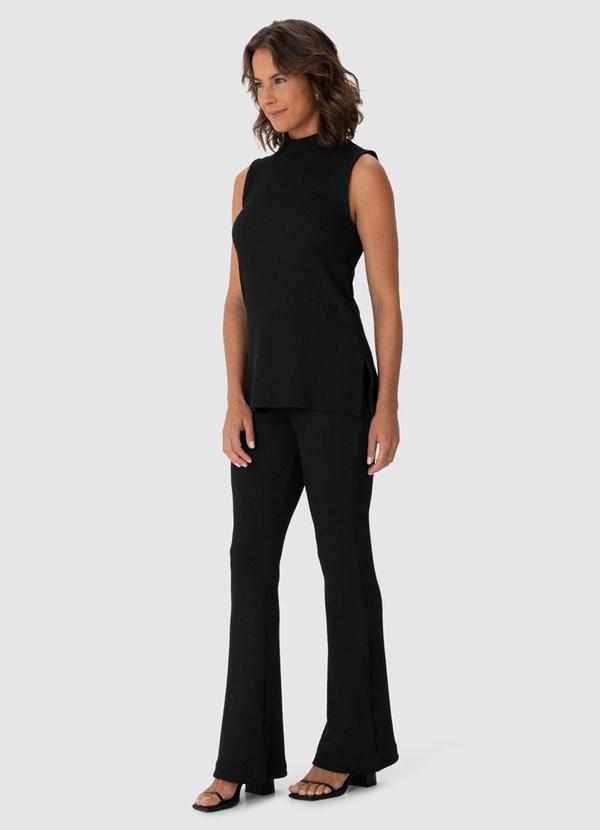 Malwee - Blusa Reta Texturizada com Fenda Preto 4
