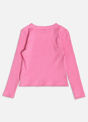Momi - Blusa Rosa Canelada com Strass Rosa - MOMI