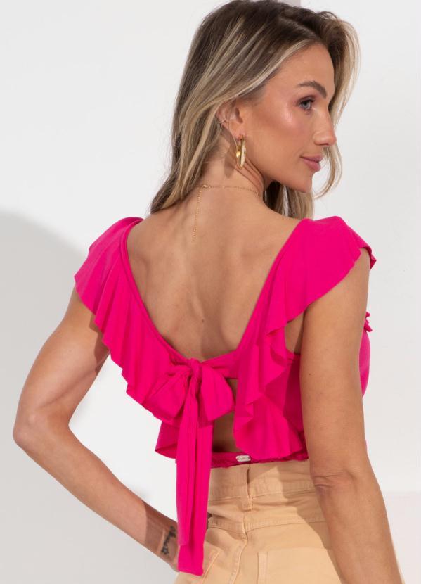 Outlet - Blusa Rosa com Amarração nas Costas 2