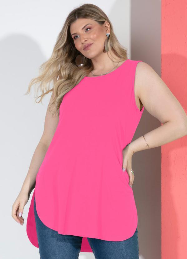 Quintess - Blusa Rosa com Barra Arredondada e Fendas 5