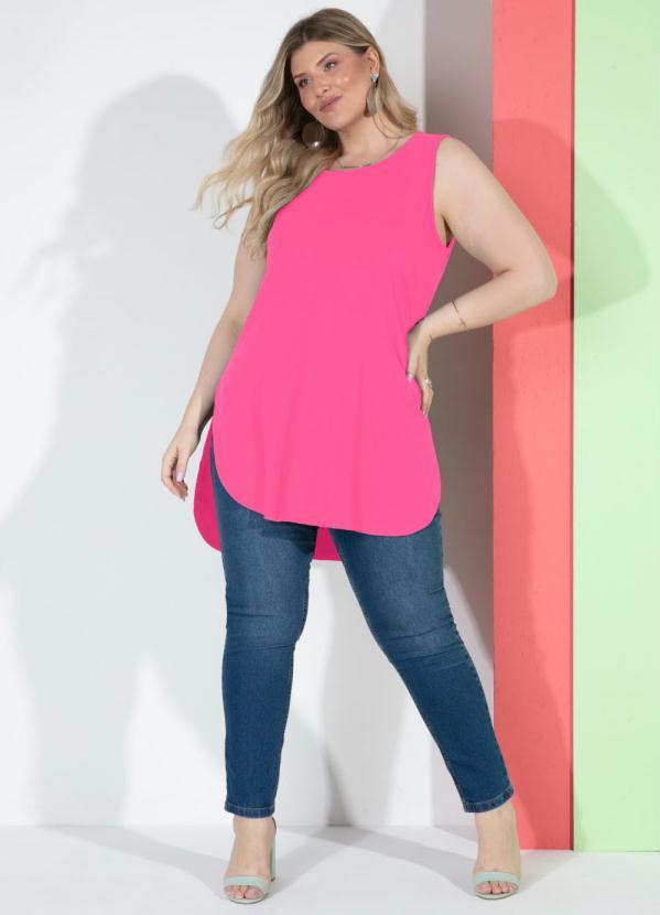 Quintess - Blusa Rosa com Barra Arredondada e Fendas 7