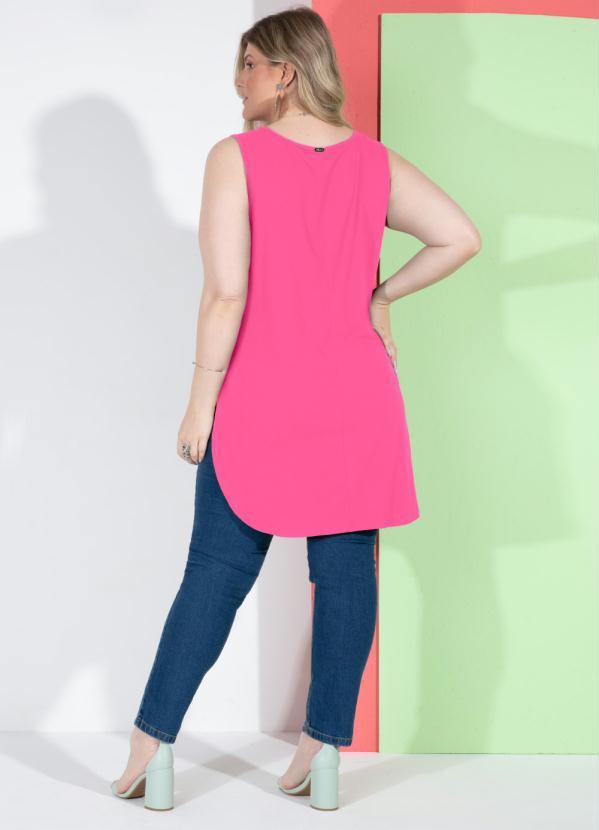Quintess - Blusa Rosa com Barra Arredondada e Fendas 8
