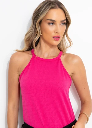 Bimini - Blusa Rosa em Malha Anarruga - BIMINI