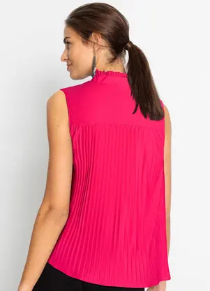 bonprix - Blusa Rosa em Malha Crepe Plissado. - BONPRIX