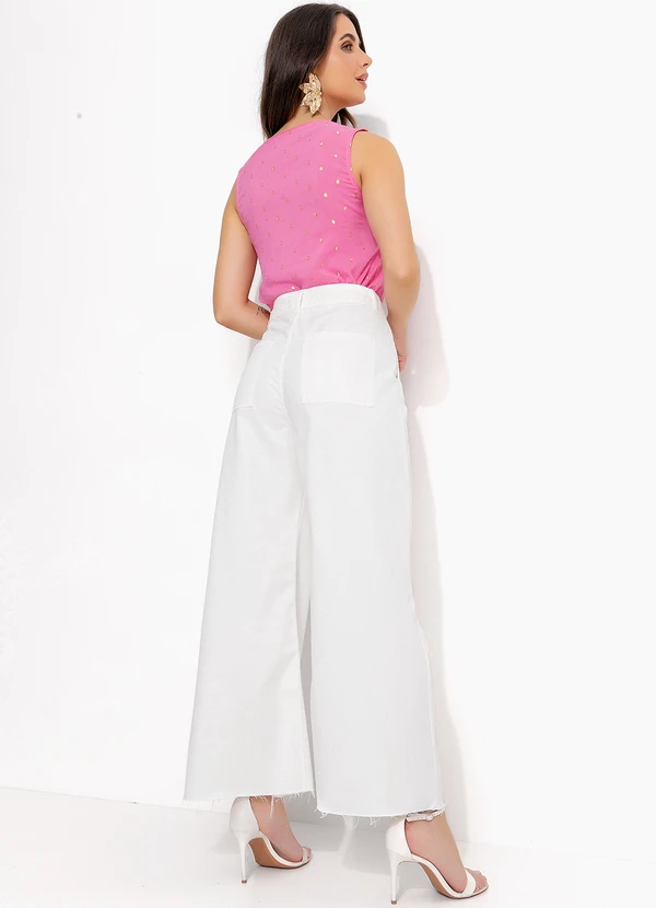 Quintess - Blusa Rosa em Viscose com Fio Metalizado e Gola Padre 5