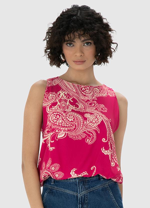 Enfim - Blusa Rosa Paisley Balonê