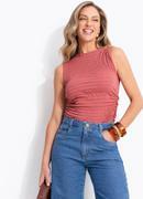 Blusa (ros�) em malha texturizada